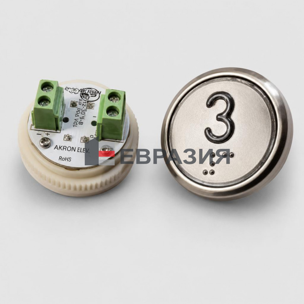 Модуль кнопочный A4N33841$14 красная подсветка Брайль "3" BBP-R331-CMPLT-S-R-03(EA2406S-S-R-03) ЩЛЗ