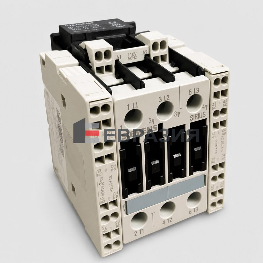 Контактор 3P 2NO+2NC 110Vac 11kW 25A 3RT1026-3AF06 Siemens